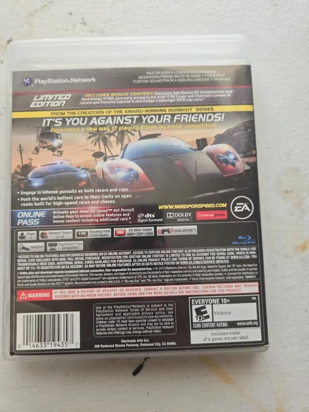 Need for Speed Hot Pursuit Limited Edition (Sony PlayStation 3, PS3 2010)